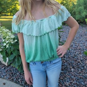Free People Cora Lee seafoam ombre smocked tee XS